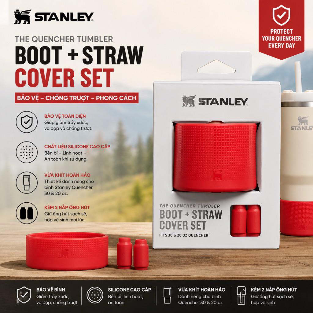 STANLEY The Quencher Tumbler 20oz + 30oz Boot + Straw Cover Set – bộ phụ kiện dành cho ly bình Stanl