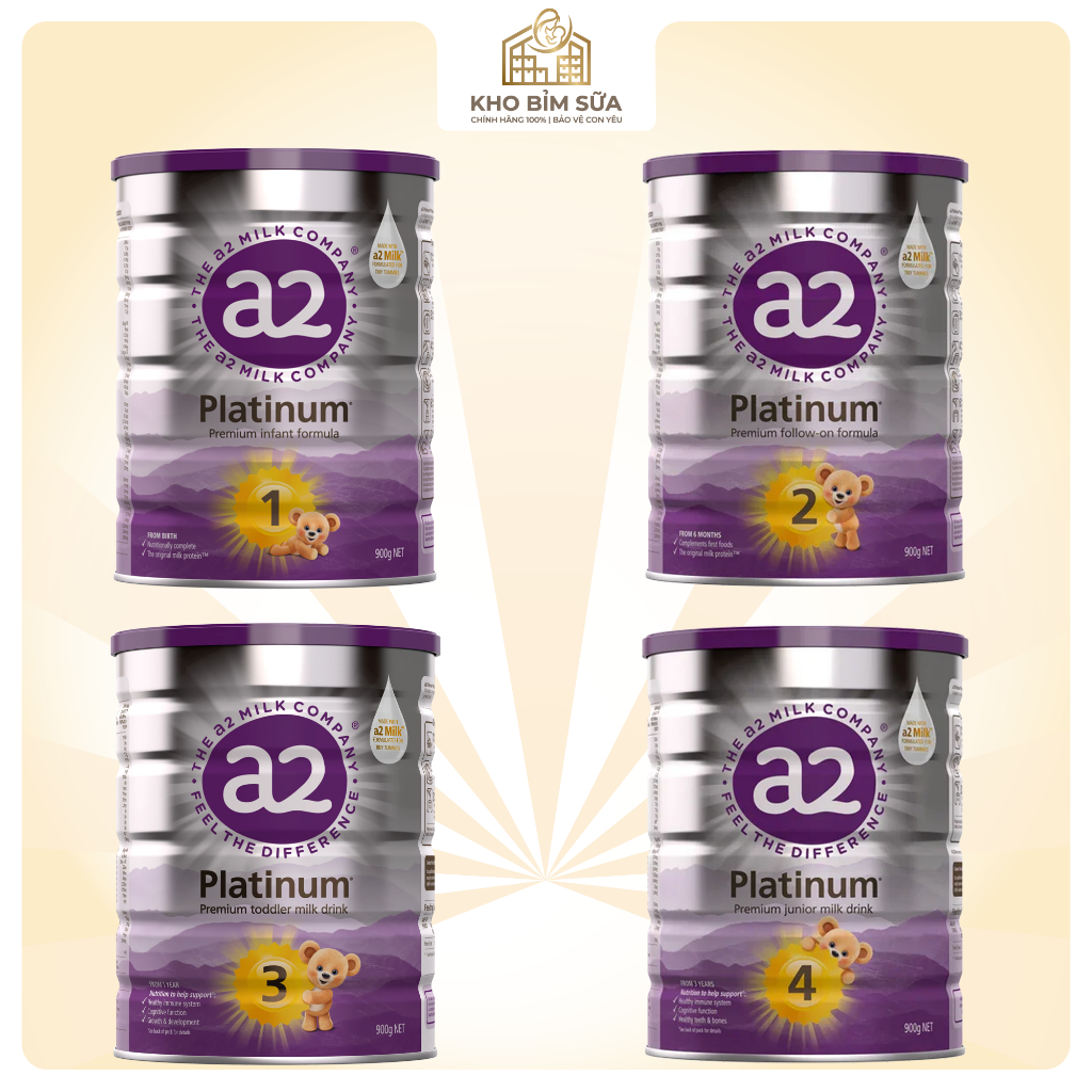 Sữa A2 Platinum Úc Số 1 2 3 4 Lon 900g – Đạm A2 Dễ Tiêu Hóa Cho Bé KBS