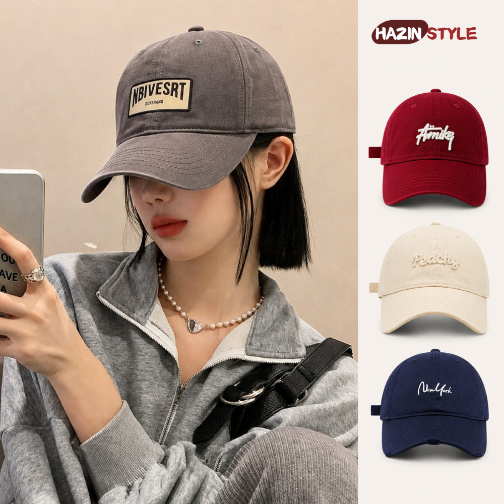 Mũ lưỡi trai HAZIN form cứng, nón lưỡi trai nam nữ thêu hình dễ thương đi học đi làm siêu xinh