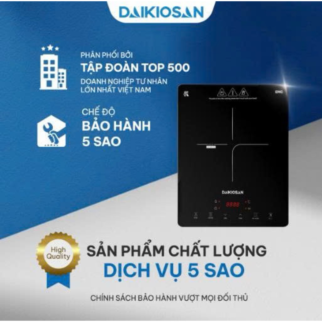 Bếp Từ Đơn Daikiosan DB101 Công Suất Đến 2000W, 10 Mức Điều Chỉnh Công Suất Và Nhiệt Độ