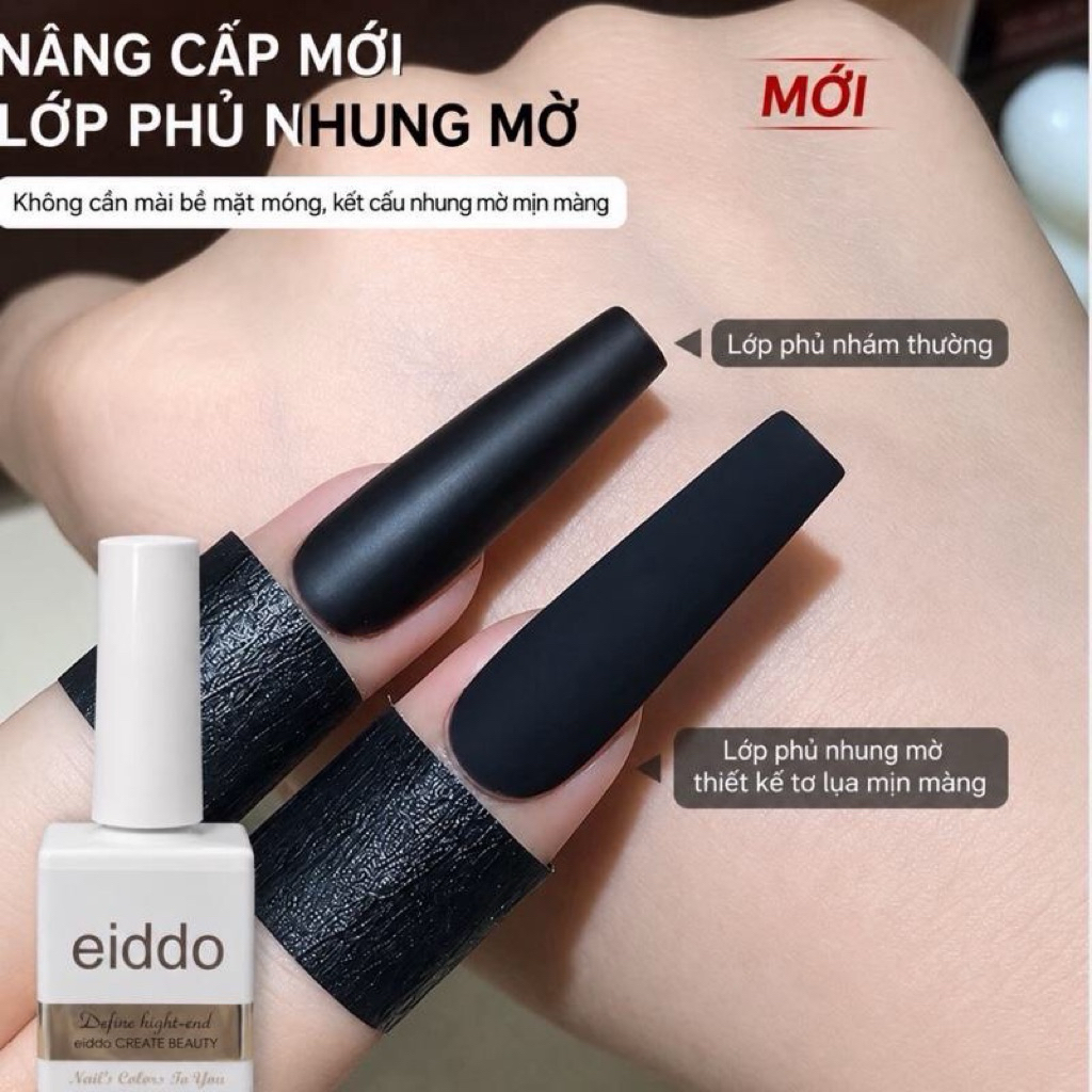 { Eiddo Nails } Top lì không lem eiddo 15ml - Top nhám lì nhung mịn không vệt, không bóng -Bóng nhám