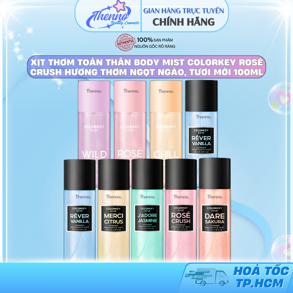 Xịt Thơm Toàn Thân Body Mist Colorkey Rosé Crush Hương Thơm Ngọt Ngào, Tươi Mới 100ml