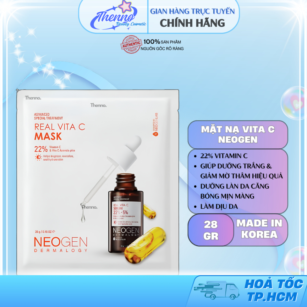 Mặt Nạ Neogen Serum X3 Dưỡng Trắng Mờ Thâm Neogen Real Vita C Mask 22% 28gr