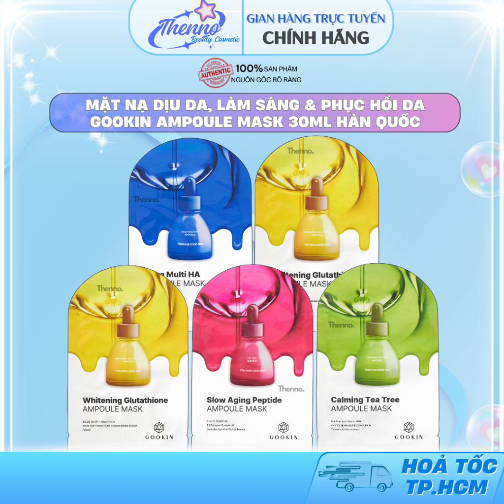 Mặt Nạ Dịu Da, Làm Sáng & Phục Hồi Da GooKin Ampoule Mask 30ml Hàn Quốc