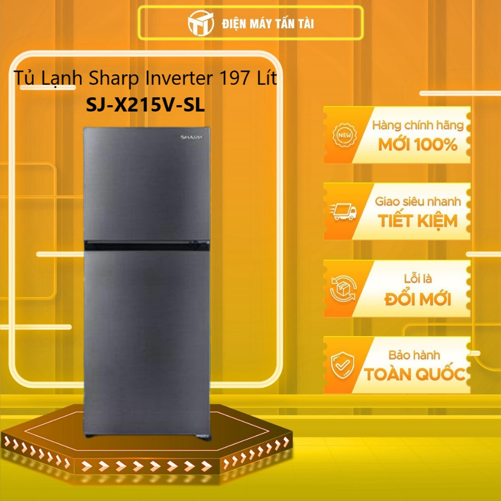 (HCM) - SJ-X215V-DG / SJ-X215V-SL- Tủ Lạnh Sharp Inverter 197 Lít