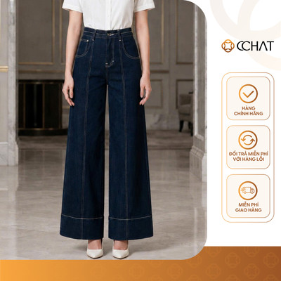 Quần Jean Nữ 𝐂𝐂𝐇𝐀𝐓 Dáng Suông Vibe Denim Chỉ Nổi Chất Liệu Jeans Cao Cấp 16GDJ2005ST