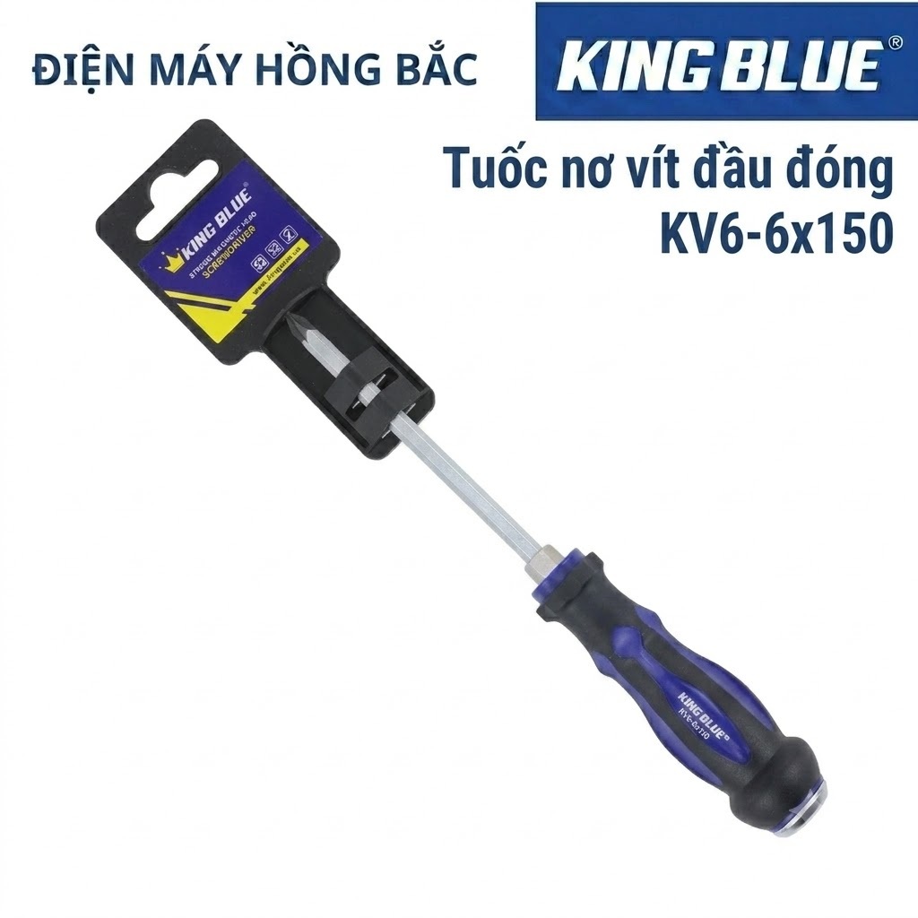 Tuốc nơ vít KingBlue đầu đóng KV6-6x150, KV6-8x200 và đầu ren KV6+6x150, KV6+8x200 - Hàng Chính Hãng