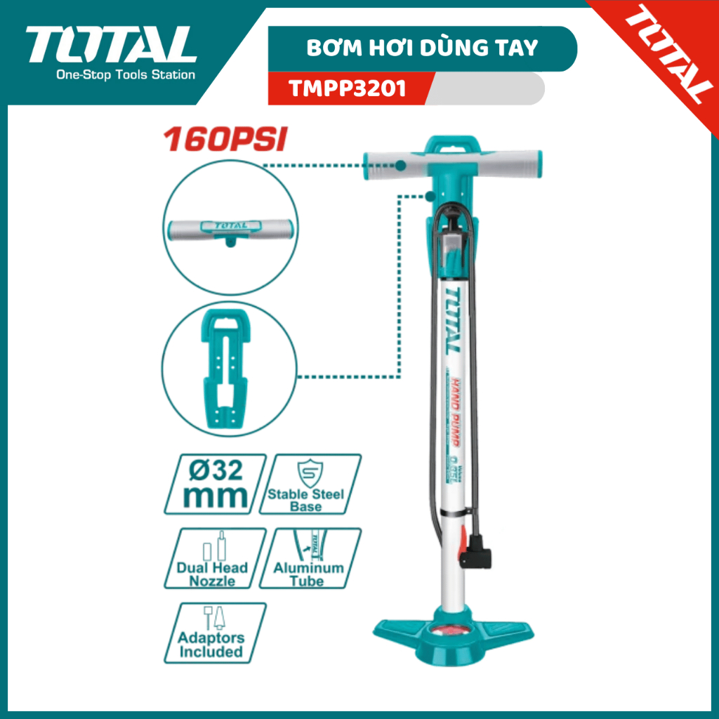 Bơm hơi dùng tay 160PSI TOTAL.