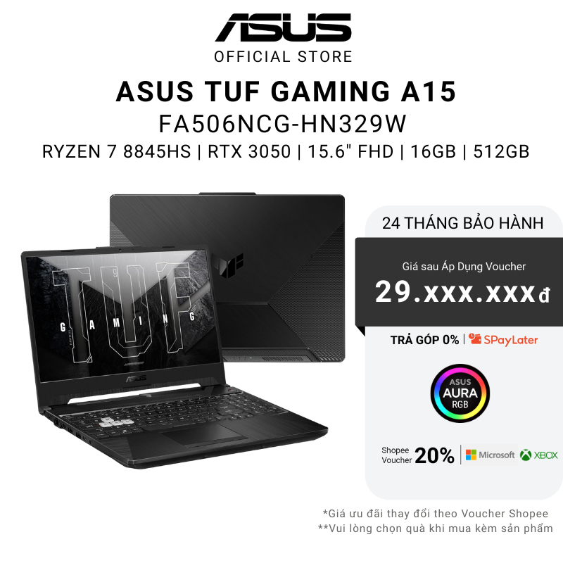 Laptop ASUS TUF Gaming A15 FA506NCG-HN329W Ryzen 7 8845HS | 16GB | 512GB | RTX 3050 4GB | 15.6" FHD