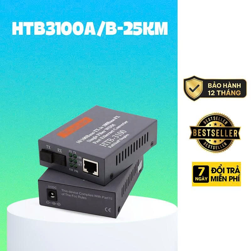 Bộ Chuyển Đổi Converter Quang NetLink HTB 3100A/B-25KM - BẢO HÀNH CHÍNH HÃNG 12 THÁNG