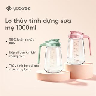 Bình Đựng Sữa Mẹ yootree 1 Lít Đa Năng Thủy Tinh Borosilicate Cao Cấp Vật liệu cấp thực phẩm