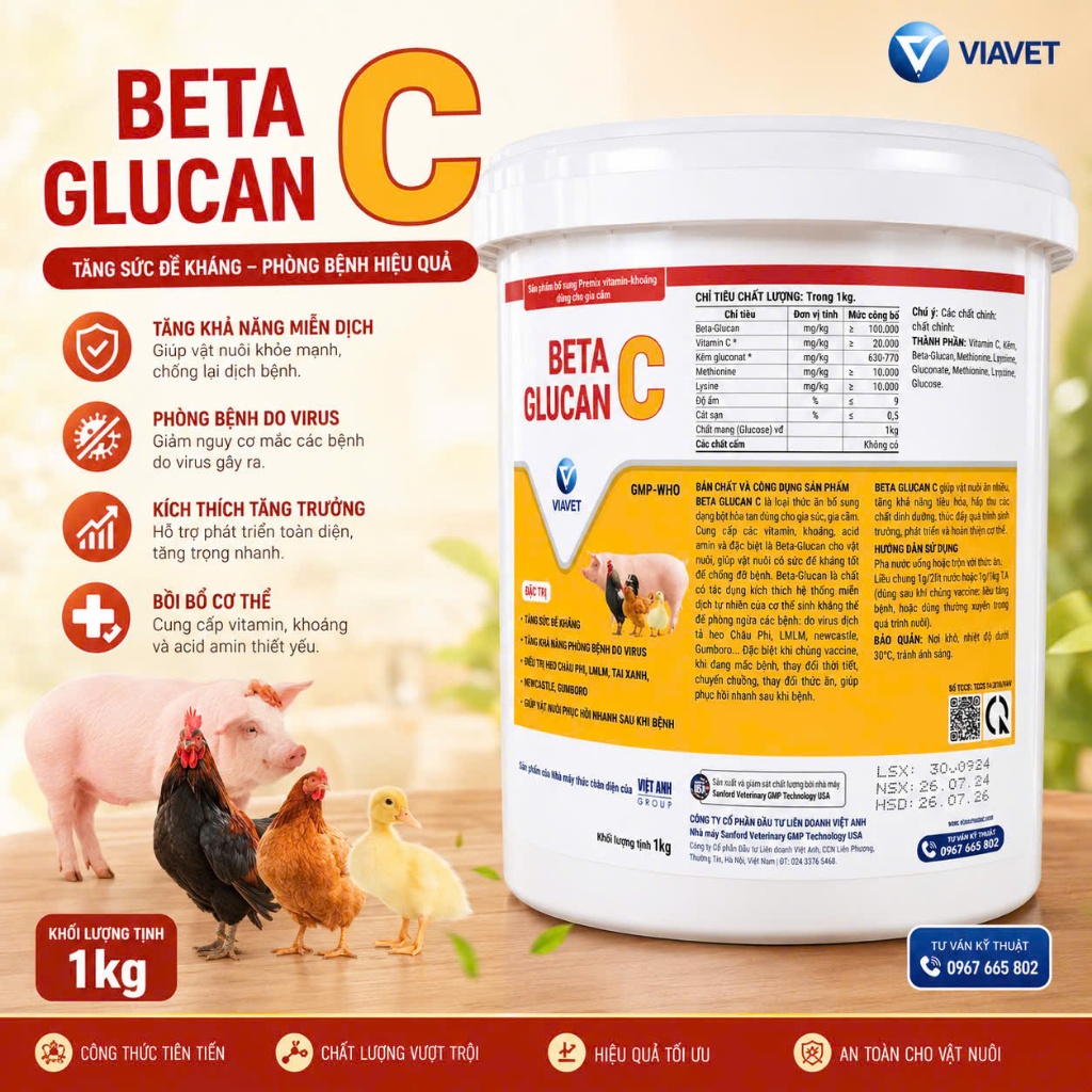BETA GLUCAN C 1kg tăng đề kháng heo