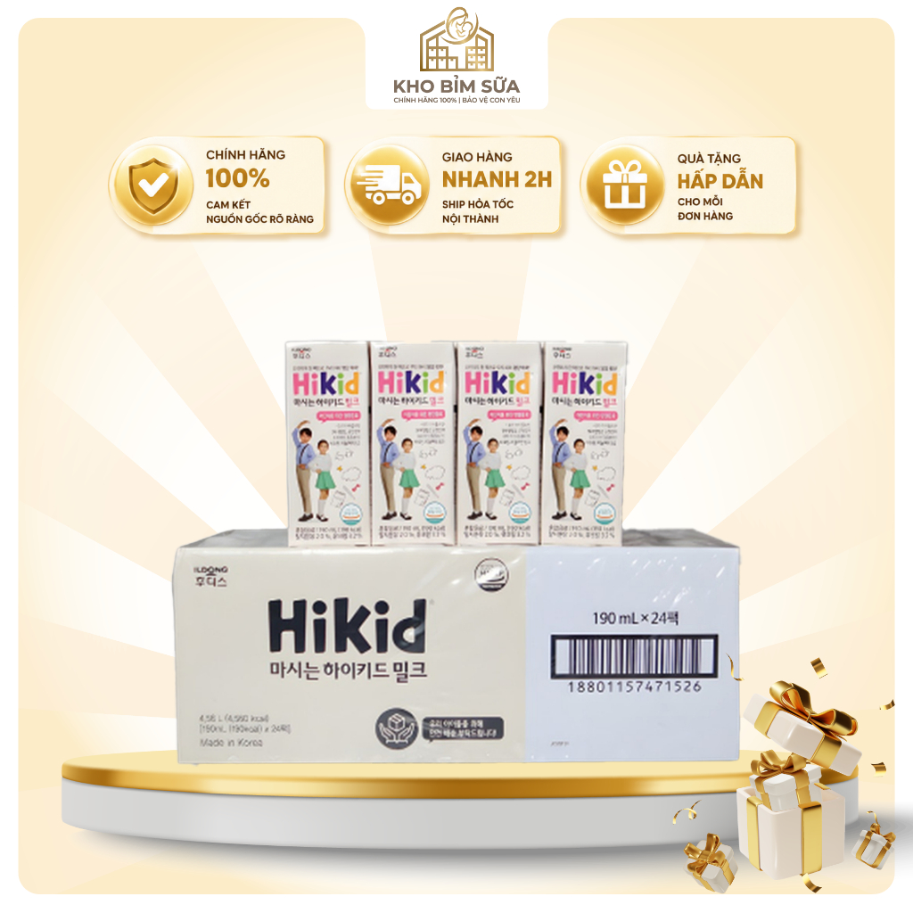 THÙNG sữa Hikid pha sẵn, sữa công thức pha sẵn Hikid hỗ trợ phát triển chiều cao tối đa, thùng 24 hộ