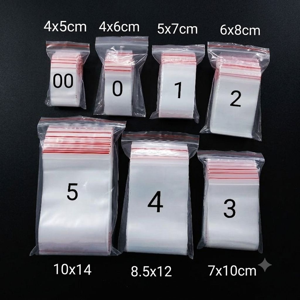 Combo 100 túi zip miết mép chỉ đỏ từ số 1 đến số 10, hàng dày loại 1