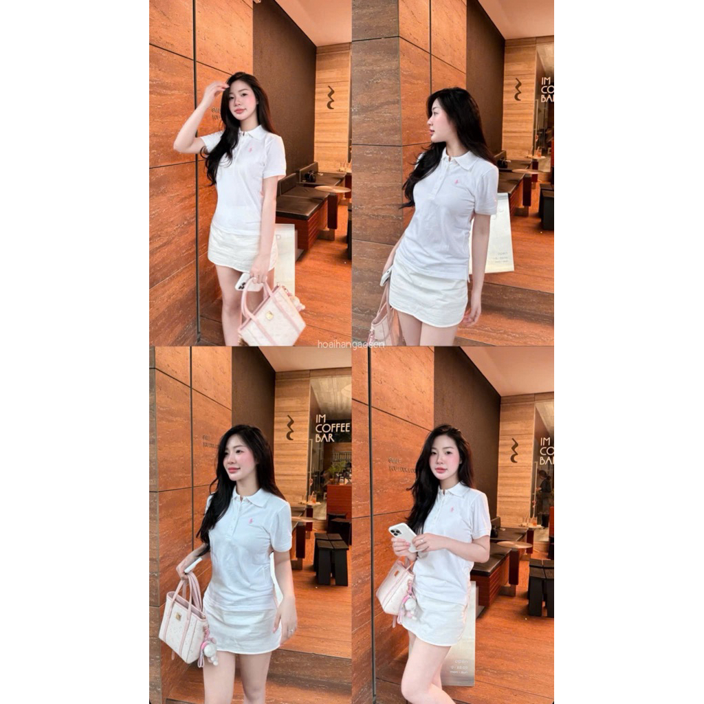 [𝐁𝐚̂̀𝐮 𝐃𝐞𝐬𝐢𝐠𝐧] Polo ngựa hồng nữ cổ bẻ lịch sự thời trang cho nữ QCCC