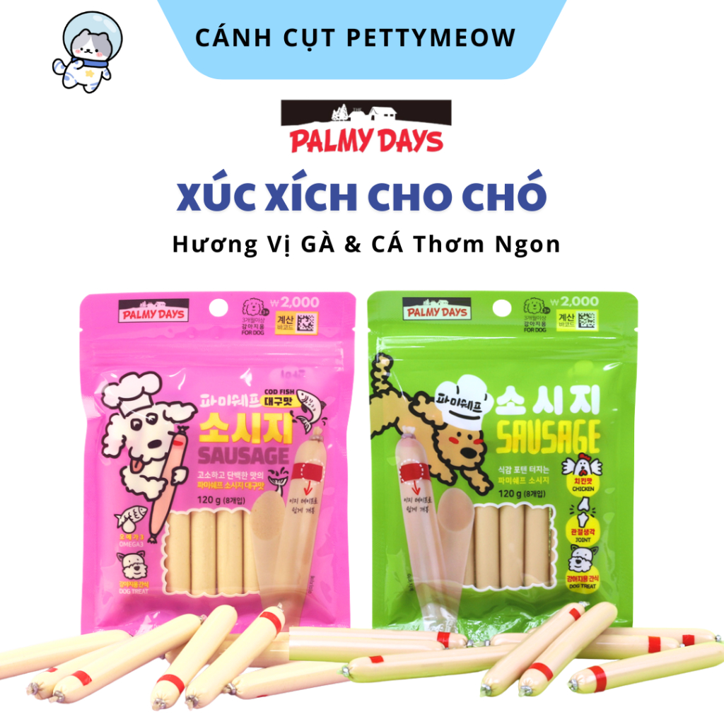 Xúc Xích Cho Chó Palmy Days - Xúc Xích Vị Gà Và Cá Tuyết Dinh Dưỡng Cho Chó