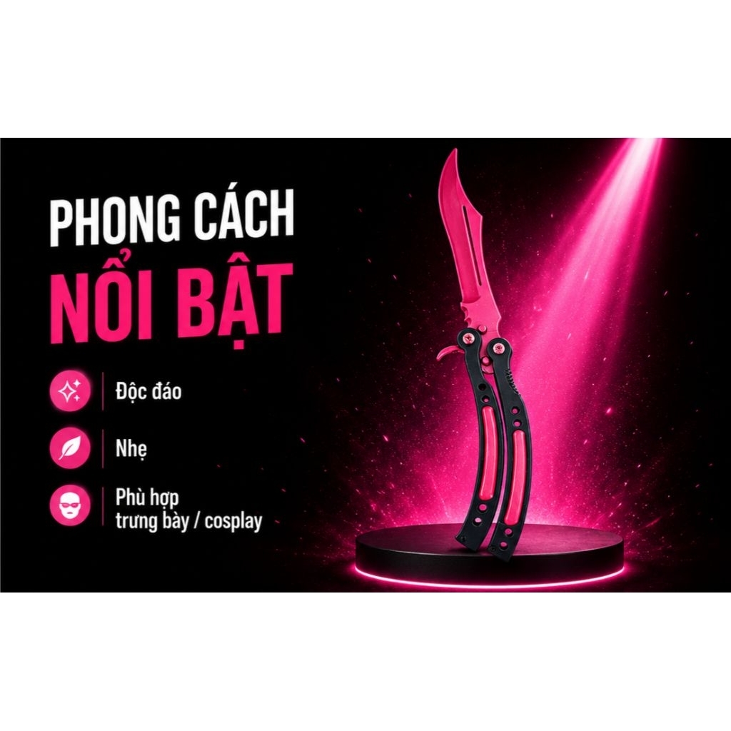 Đồ chơi tay quay Butterfly balisong cosplay đá quý CSGO