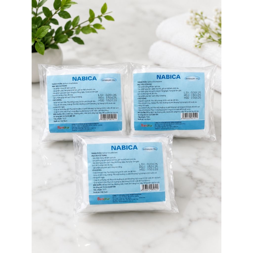 Combo 3 gói MUỐI NABICA đa năng(mỗi gói 100g, sodium bicarbornat)