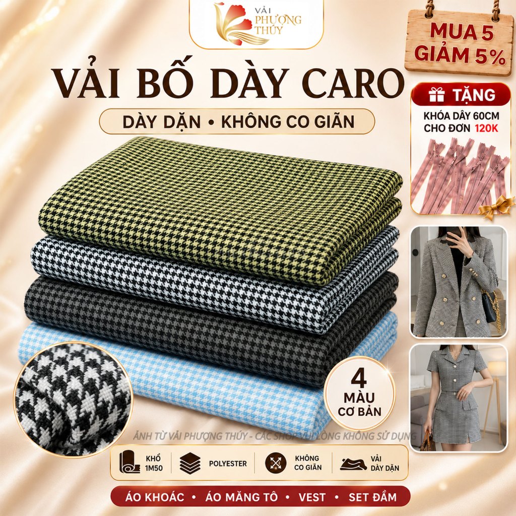 Vải bố Phượng Thúy dày dặn chuyên may đầm, vest và trang phục thời trang nam nữ  không giãn khổ 1m50