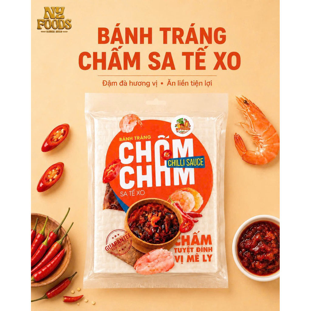 CHILLI - BÁNH TRÁNG CHẤM SỐT SA TẾ XO XÂU 600G ( 10 bịch)