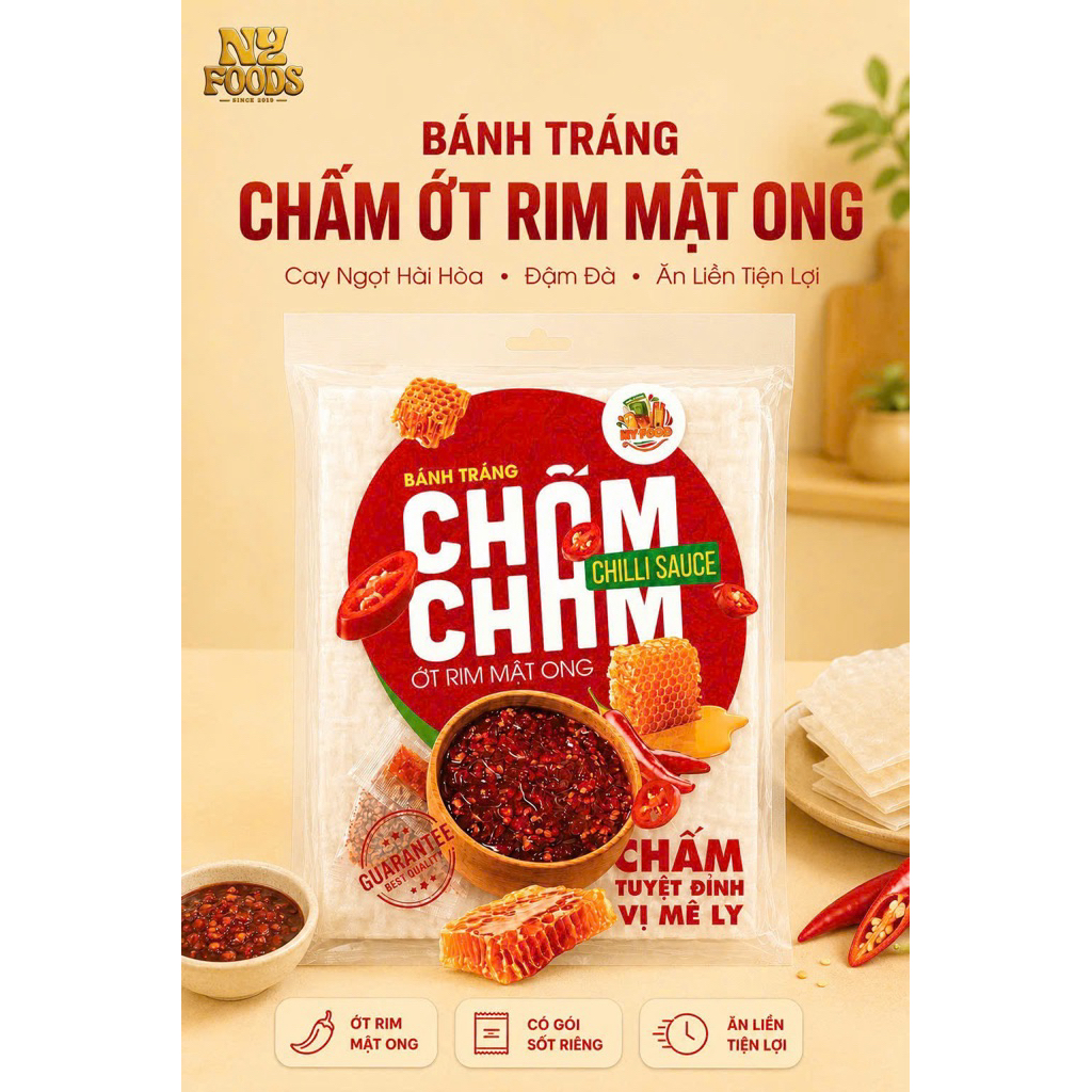 CHILLI - BÁNH TRÁNG CHẤM ỚT RIM MẬT ONG XÂU 600G ( 10 bịch)