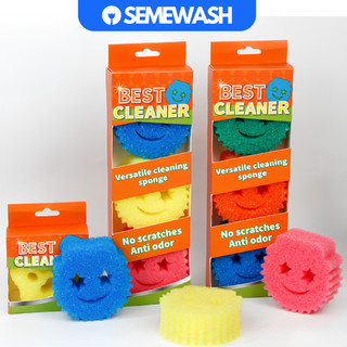 Miếng Rửa Chén Scrub Mặt Cười Gia Công OEM Đa Năng Thay Đổi Độ Cứng Lau Bụi Damp Duster Mommy Daddy
