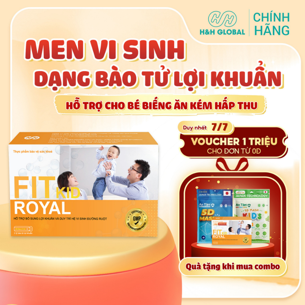 Combo Fit Kid Royal - Bổ Sung Bào Tử Lợi Khuẩn Anh Quốc - Cho Trẻ Biếng Ăn, Tiêu Hóa Kém (Hộp 20Ống)