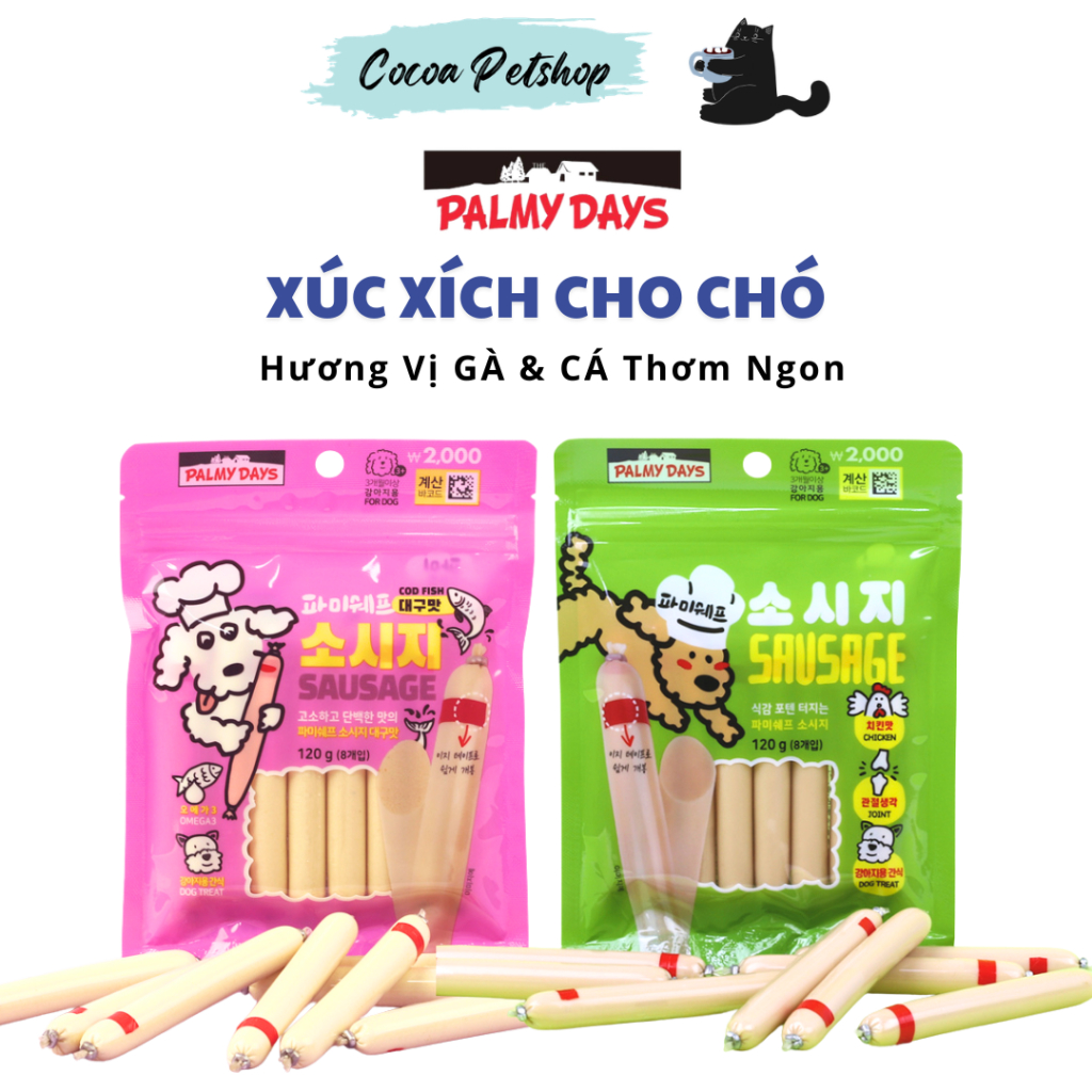 Xúc Xích Cho Chó Palmy Days - Xúc Xích Vị Gà Và Cá Tuyết Dinh Dưỡng Cho Chó
