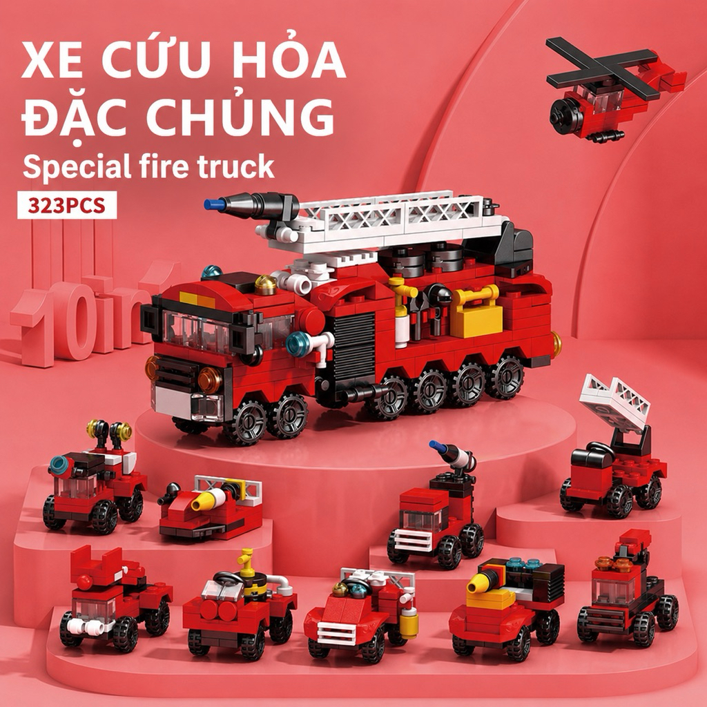 [10in1] Bộ đồ chơi xếp hình giáo dục-323 Mảnh 10in1 Đa Năng Cho Trẻ Em