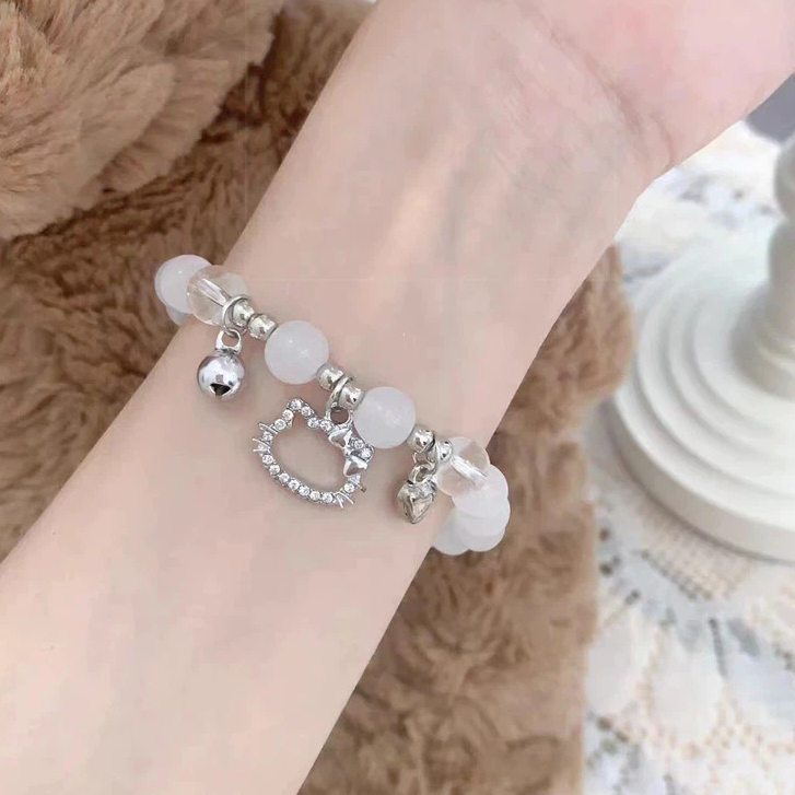 DB Dễ Thương Vòng Đeo Tay Hình Mèo hello kitty / Bướm / Trái Tim Có Chuông Xinh Xắn
