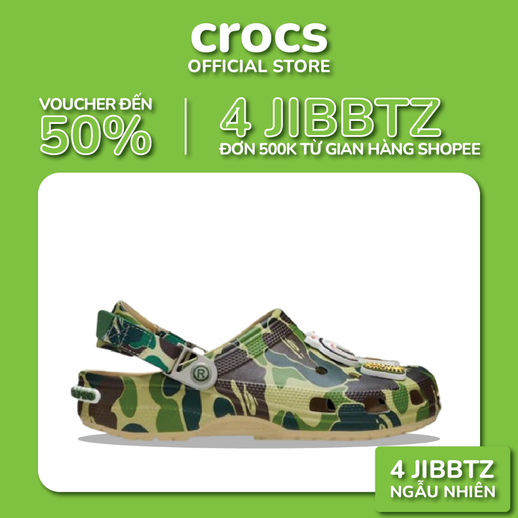 [ CHÍNH HÃNG ] Giày 𝙲𝚛.𝚘𝚌𝚜 Clog Unisex X BAPE Green Camo