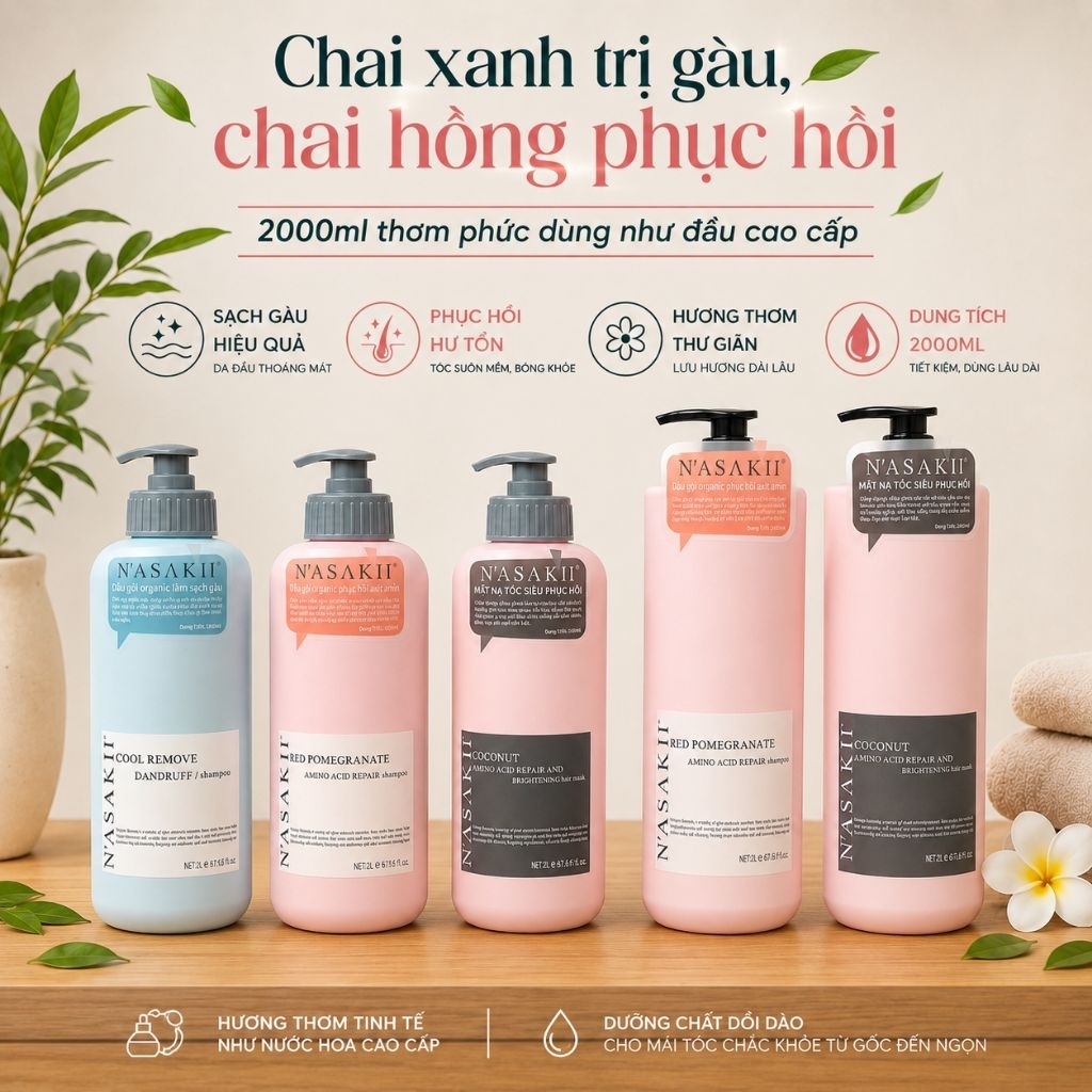 (CHÍNH HÃNG) Cặp dầu gội xả NASAKII 1000ml