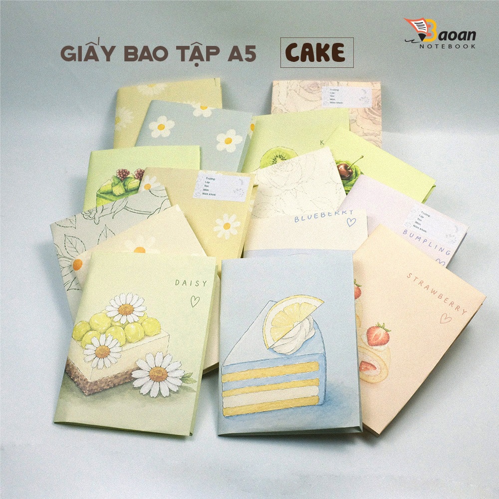 Giấy Bao Tập A5 - BaoAn Notebook - Set 8 Tờ Kèm 8 Nhãn Vở - Bao Bìa Sổ, Vở, Notebook