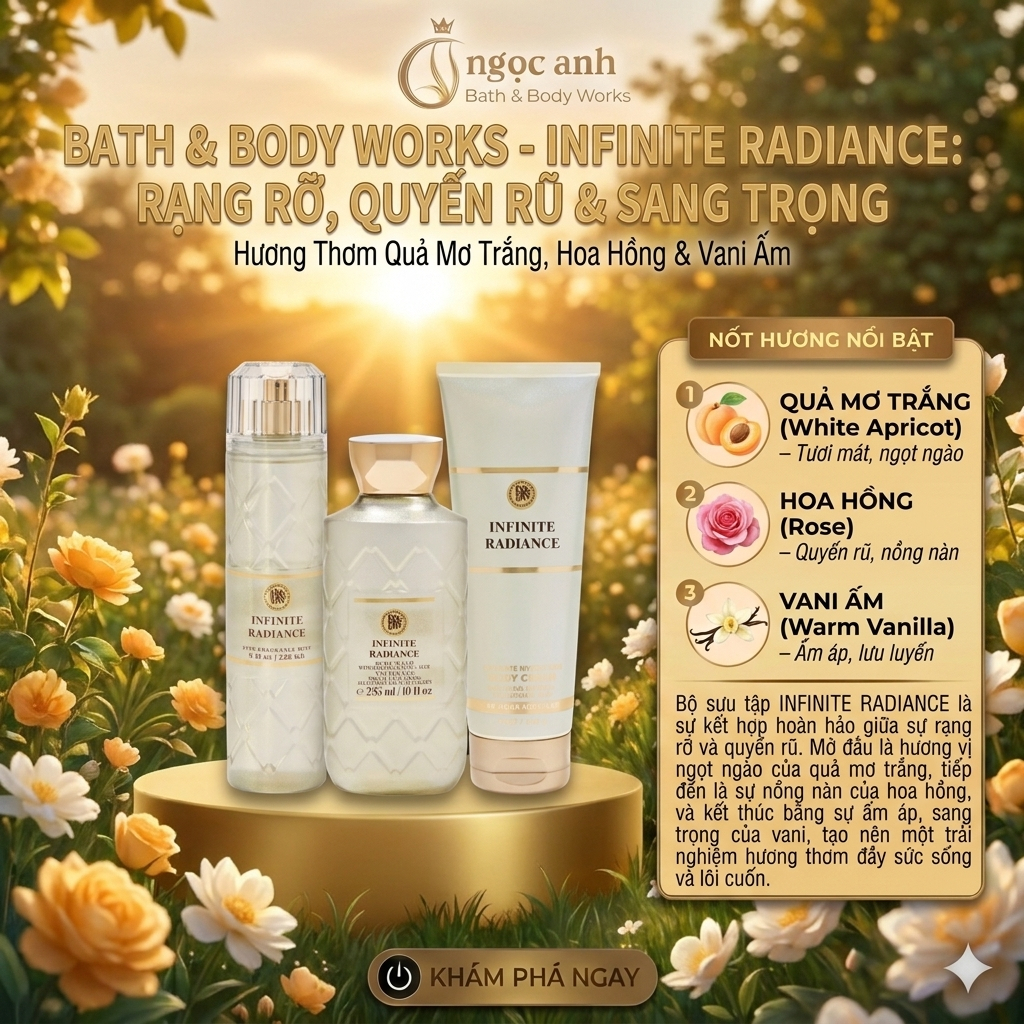 [Chính Hãng] Xịt Thơm, Sữa Tắm, Kem Dưỡng Bath & Body Works Infinite Radiance Sang Trọng Đẳng Cấp