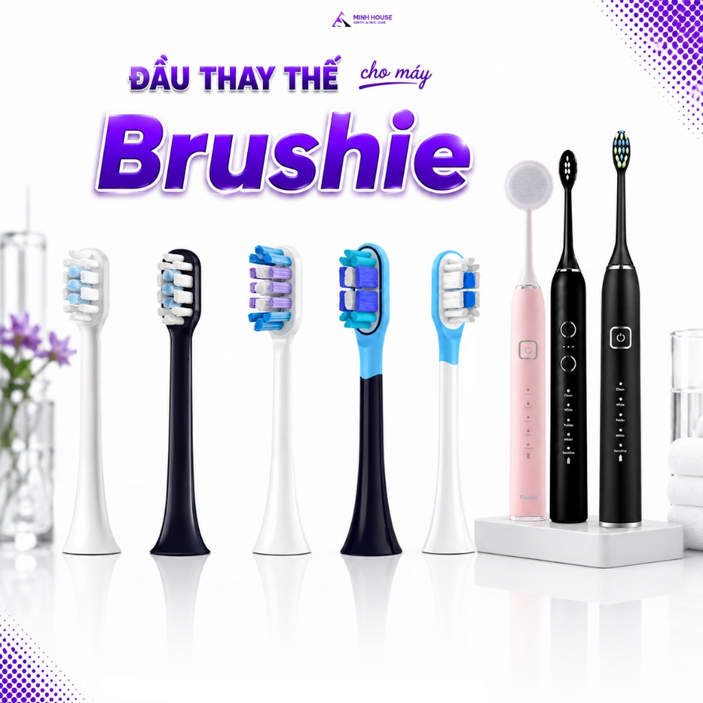 Set 2 đầu thay thế cho đầu bàn chải điện Brushie Promax Ultra Plus Eco Limited New Minh House