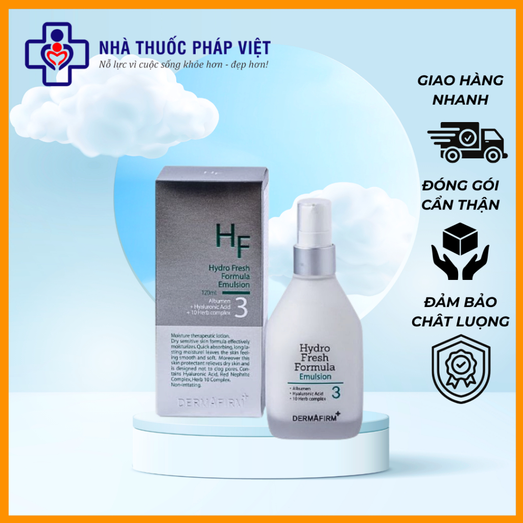 [CHÍNH HÃNG] DERMAFIRM HF3 Hydro Fresh Formula 120ml - Sữa dưỡng cấp nước, cấp ẩm cho da mặt