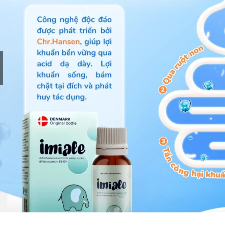 Imiale ( hộp  8ml ) Men vi sinh hỗ trợ cải thiện hệ tiêu hóa, tăng sức đề kháng