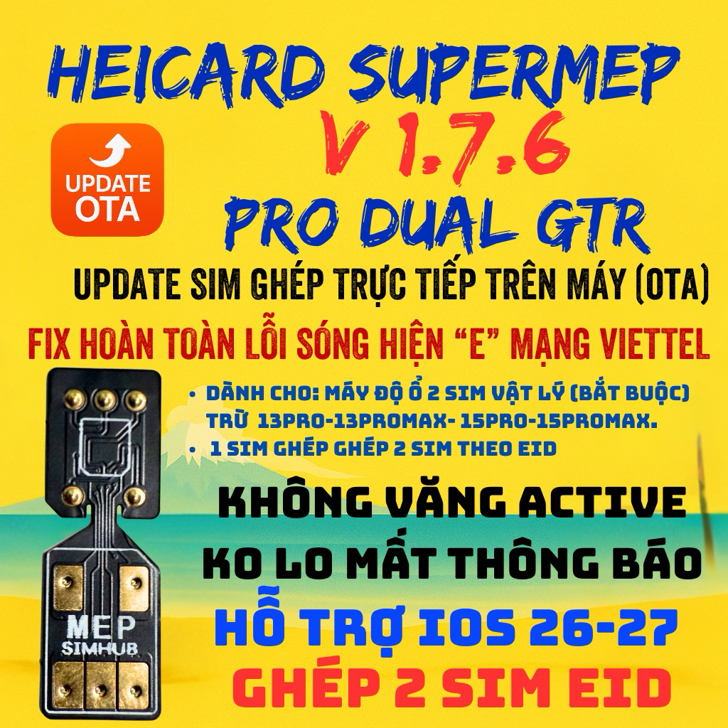 Sim ghép Heicard MEP Pro Dual GTR(2eid)/ DB 5G+ Dual EID v2.18/ SuperMep OTA