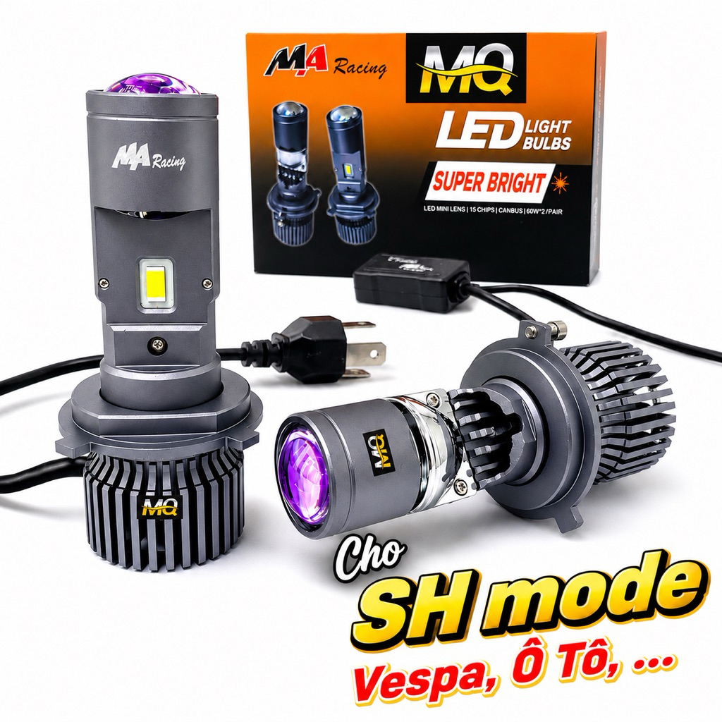 Đèn Pha Bi Cầu T1 80w Pro  Kính Tím Chính Hãng MA Racing Lắp SH mode Vespa Lyberty Ô Tô F40 Zedlight