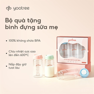 Combo 3 Bình Trữ Sữa yootree Thủy Tinh 300ml Chịu Nhiệt, Không BPA Vật liệu cấp thực phẩm