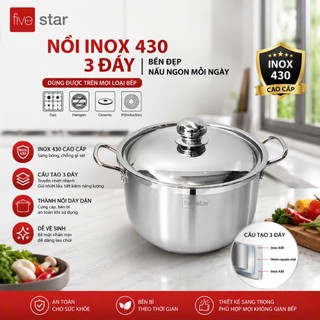 Nồi inox 3 đáy fivestar n32-3d 32cm sử dụng được trên mọi loại bếp