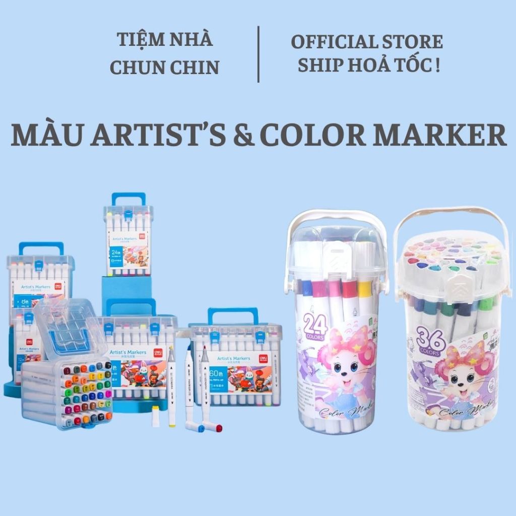 Bút Marker Deli Và Bút Dạ Màu Color Marker Hai Đầu Vẽ Tranh Tô Màu  TiệmNhàChunChin