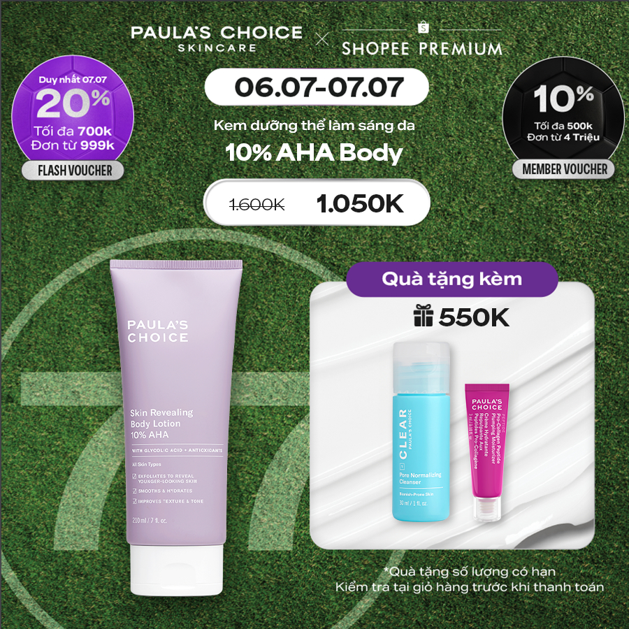 Kem dưỡng thể làm sáng da và làm đều màu da Paula's Choice Skin Revealing Body Lotion 10% AHA 210ml 5900