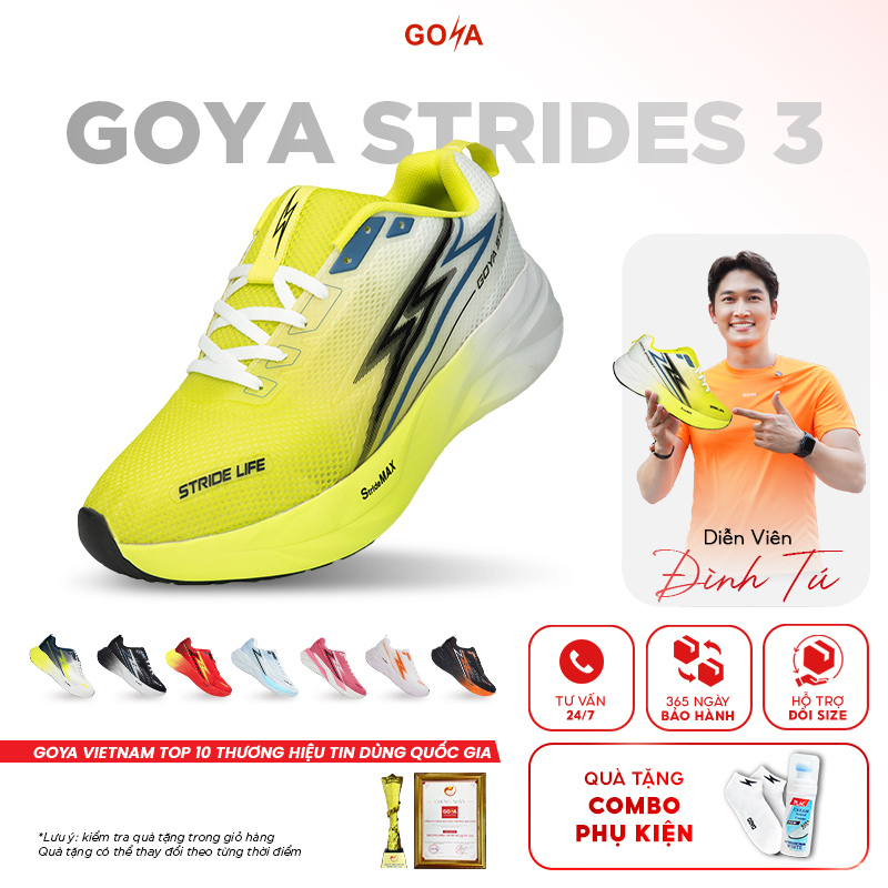 Giày chạy bộ Goya Strides 3 bản mới 2025 Nhẹ - Êm - Thoáng Khí - Giày chạy bộ Goya Siêu nhẹ bảo hành