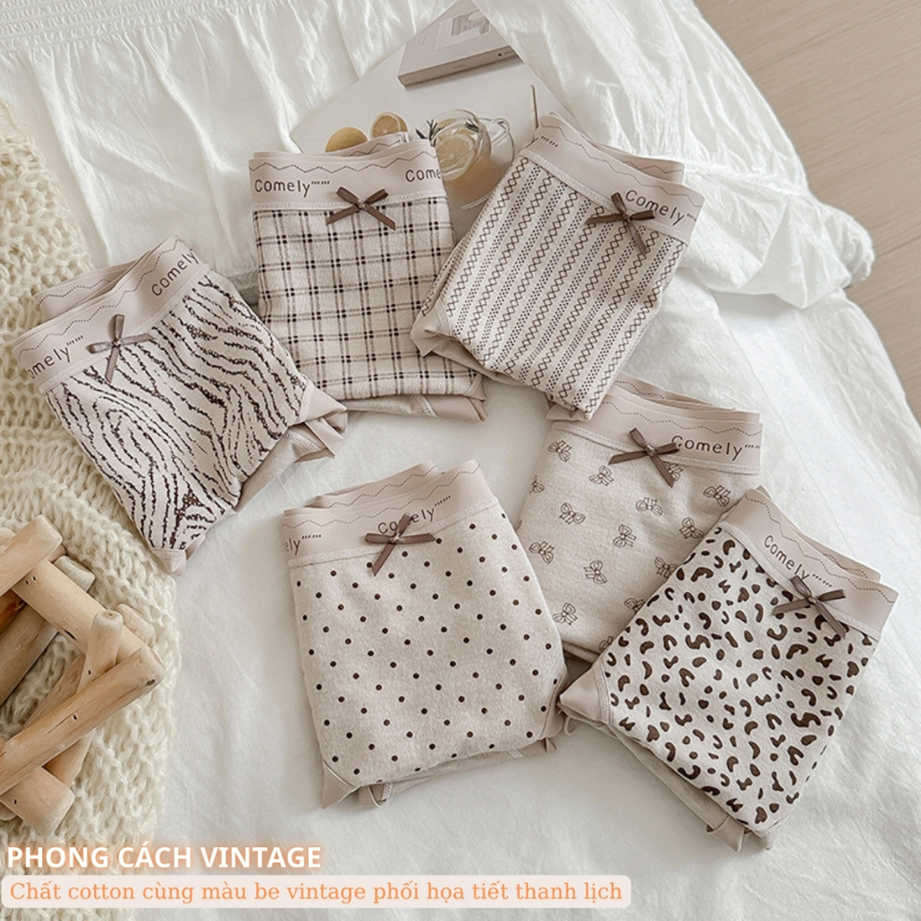 Combo 10 quần lót cotton Comely họa tiết vintage, nhiều màu ngẫu nhiên, mềm mịn thoáng khí