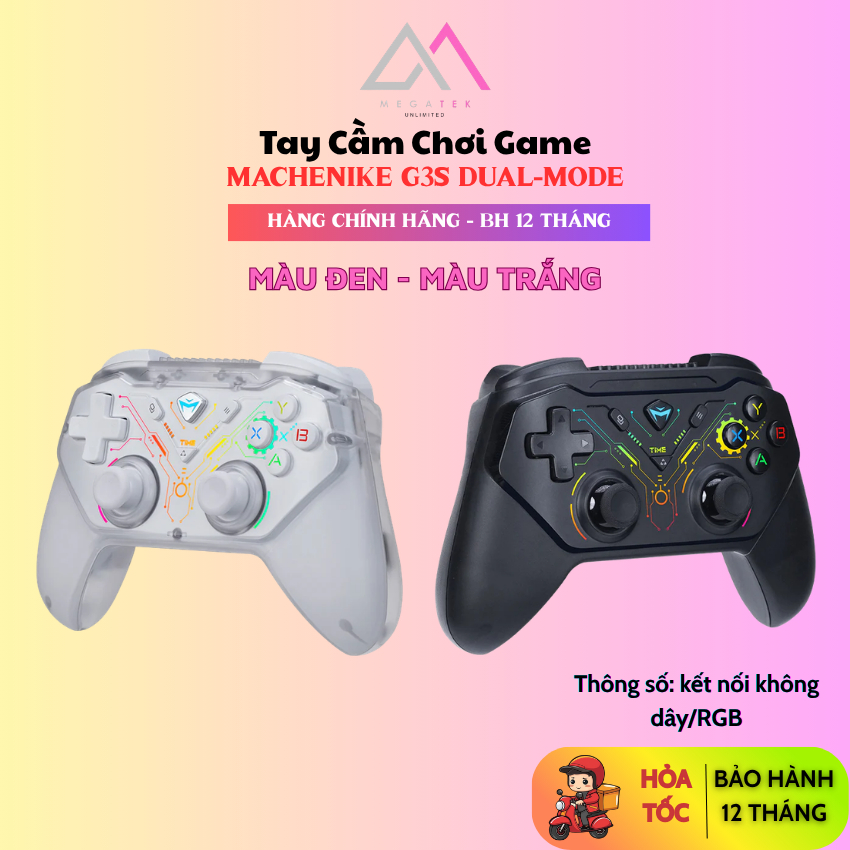 Tay Cầm Chơi Game MACHENIKE G3S DUAL-MODE (Đen/Trắng) - Hàng chính hãng - BH 12T