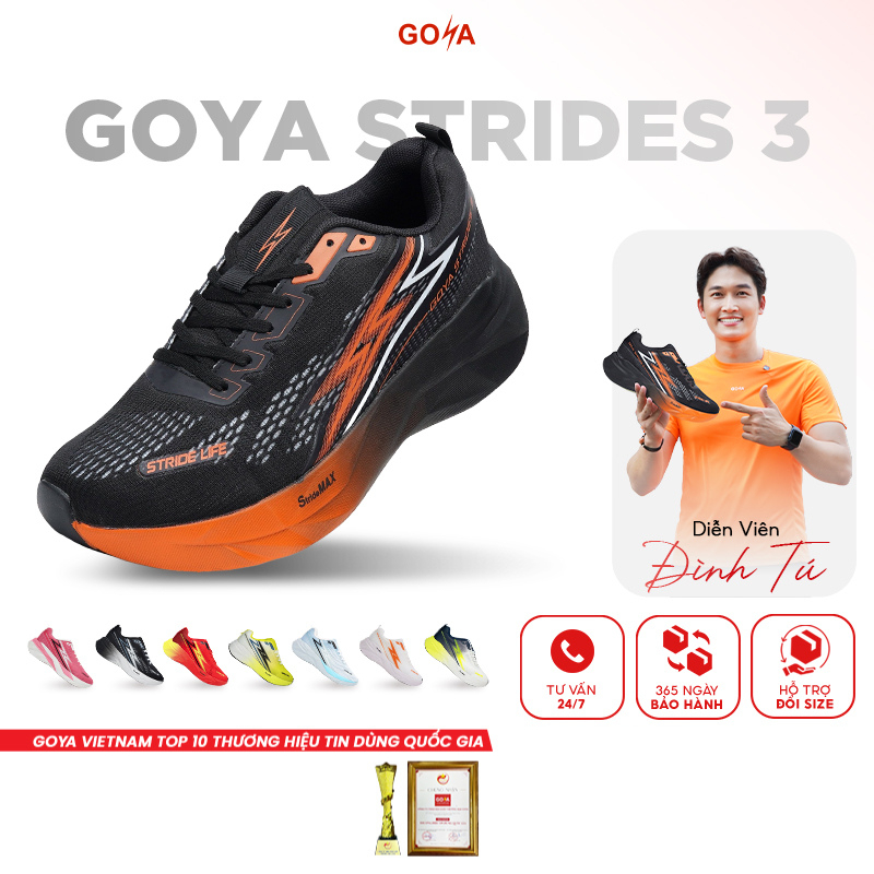 Giày chạy bộ  Goya Strides 3 nam nữ 2025 - Siêu êm, thoáng khí, chống trơn trượt - Goya Strides 3