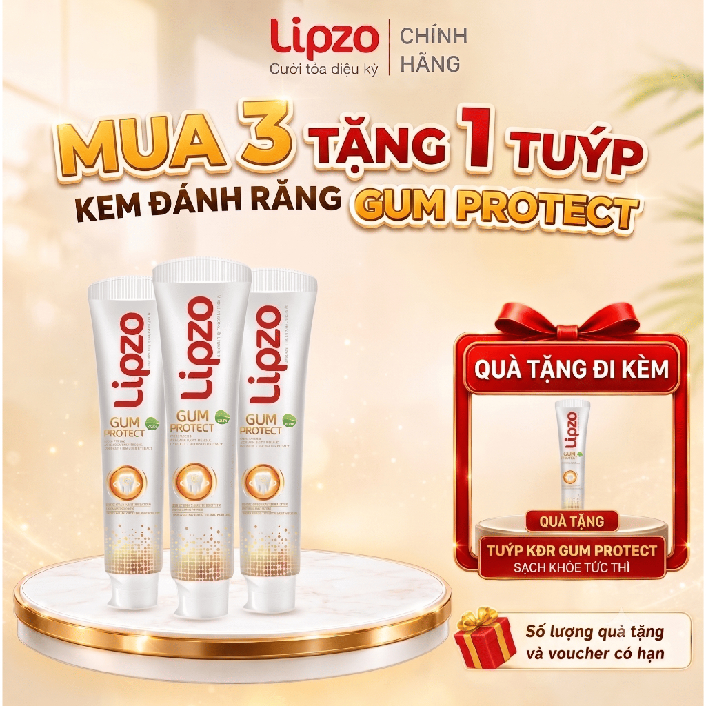 Kem Đánh Răng Lipzo Gum Protect 185g Ngừa Tụt Nướu, Bảo Vệ Chân Răng, Kháng Khuẩn