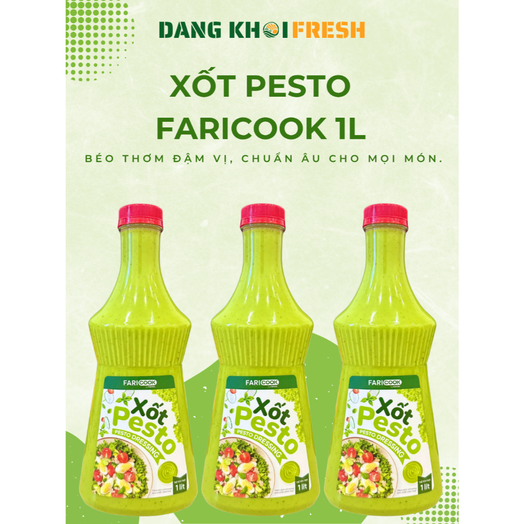 COMBO 5 Chai Xốt Pesto Faricook 1L - Sốt Pesto Chuẩn Âu Sốt Mì Ý Sốt Trộn Salad Sốt Pizza