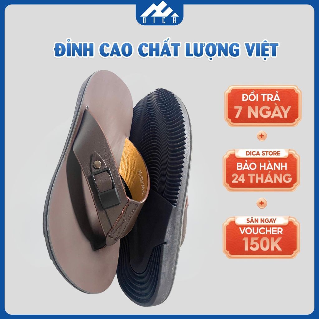 Dép Xỏ Ngón Da Nam DICA, Kiểu Dáng Hot Trend, Màu Nâu Trẻ Trung, Chất Da Cao Cấp, Siêu Bền, Mẫu Mới 